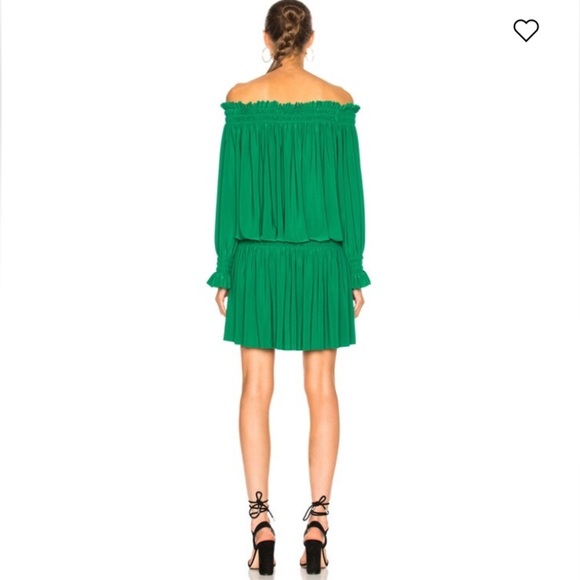 KELLY GREEN OTS SMOCKED WAIST PLEATED SHEER W/LINING BOHO CHIC FESTIVAL DRESS - Picture 8 of 12